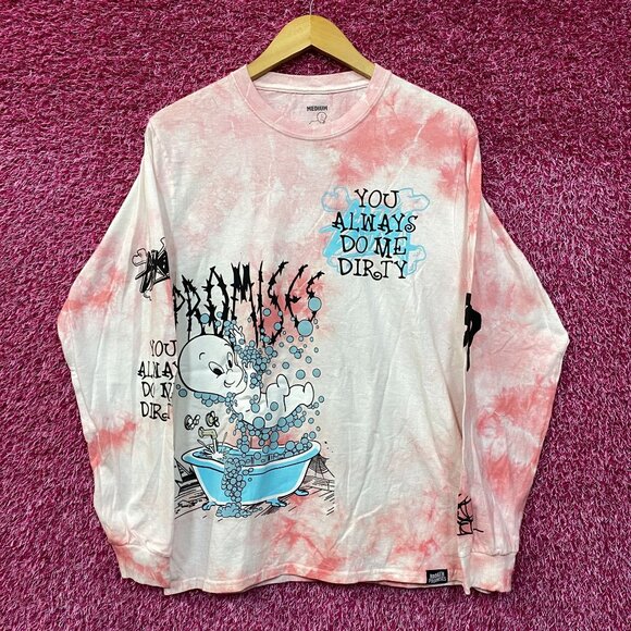 Broken Promises X Casper Do Me Dirty Bubble Bath Pink Tie Dye Long Sleeve T-Shir - Picture 1 of 5